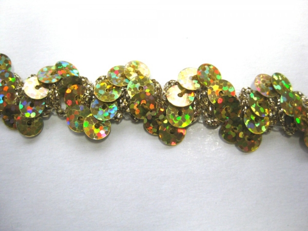 Paillettenband mit Holo Pailletten gold